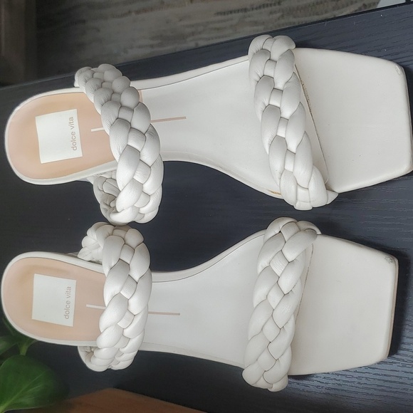 DV Dolce Vita Tessa Braided Double Strap Sandals Heels in Ivory - Women's 9 US - Picture 4 of 12